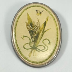 Vintage Bastin Signed Lilly of The Vally Brooch Pin Silver Tone